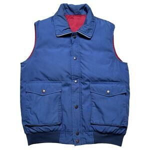 Vtg 80s 90s Outdoor Exchange Mens Down Puffer Vest Blue Red Reversible Sz M